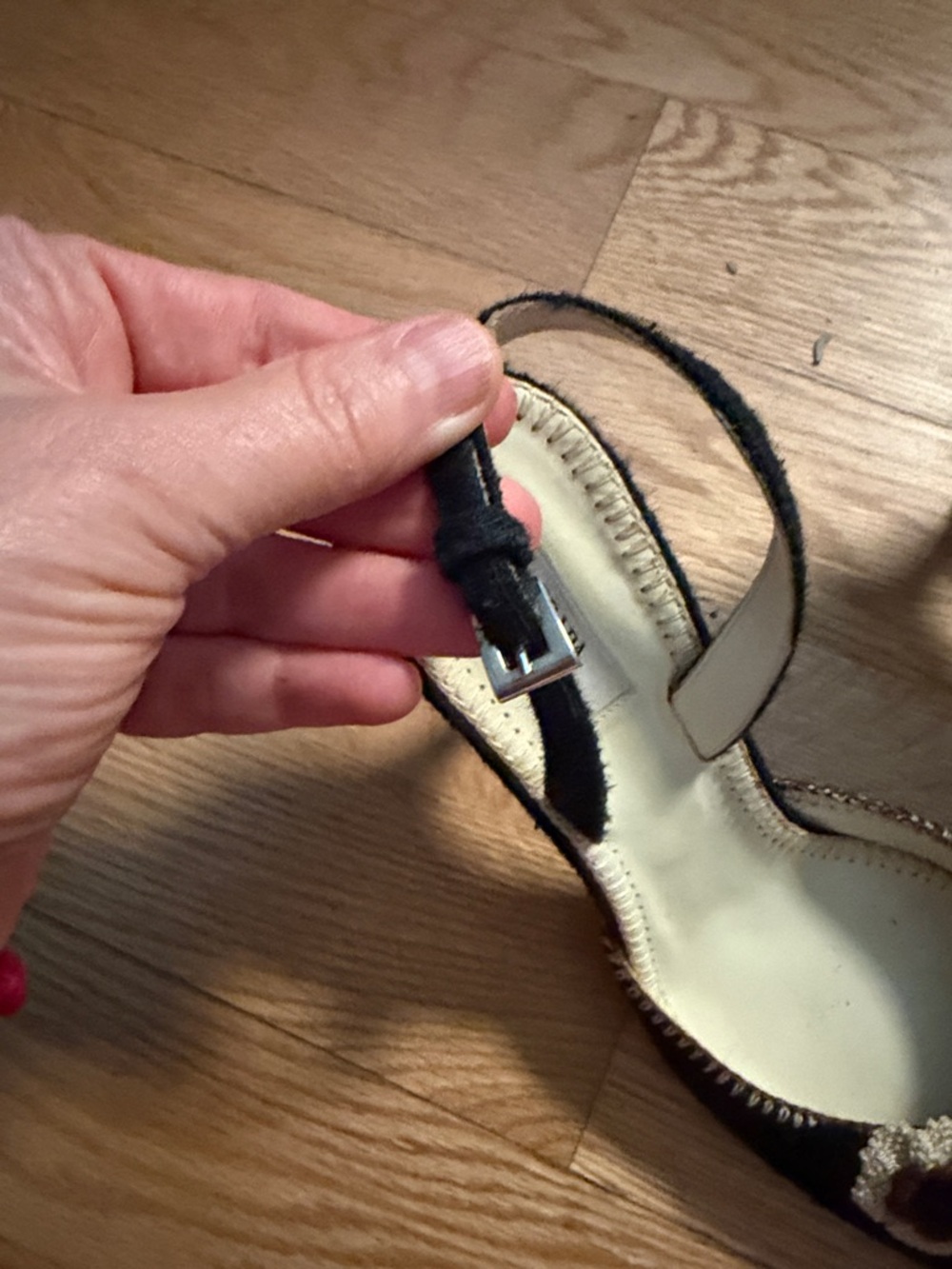 Prada Black Pointed-Toe Slingback Flats with Floral Crochet - Picture 5 of 6